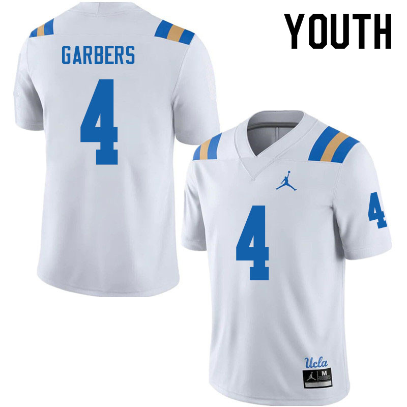 Jordan Brand Youth #4 Ethan Garbers UCLA Bruins College Football Jerseys Sale-White - Click Image to Close